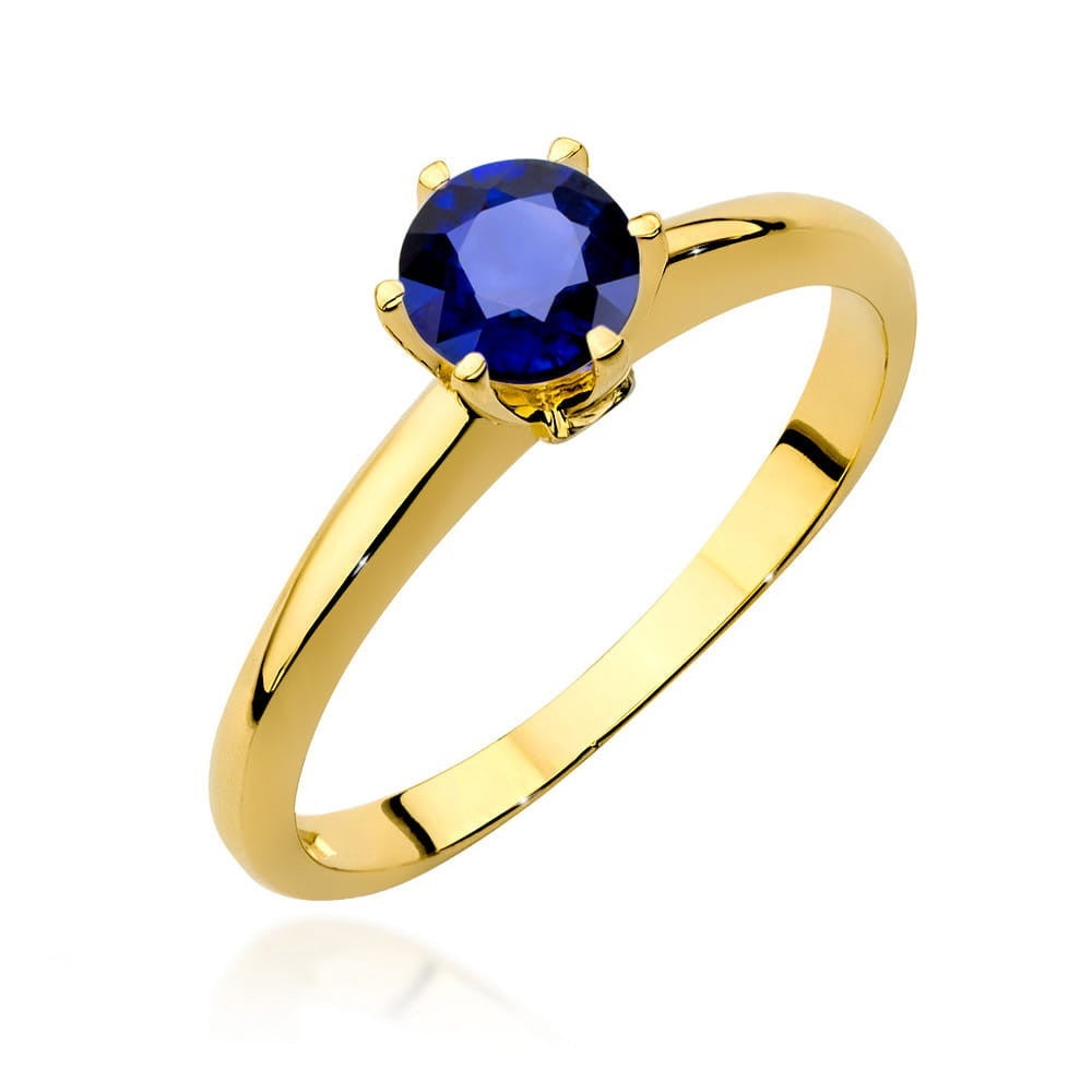 Inel Aur 14K cu Safir 0.50 ct si Diamante Naturale 0.04 ct (Varianta: Galben)