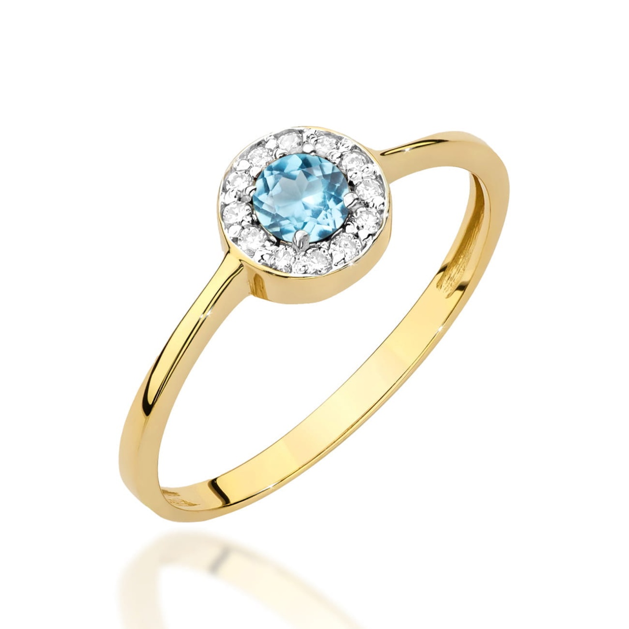 Inel Aur 14K cu Topaz Swiss 0.25 ct si Diamante Naturale 0.10 ct (Varianta: Galben)