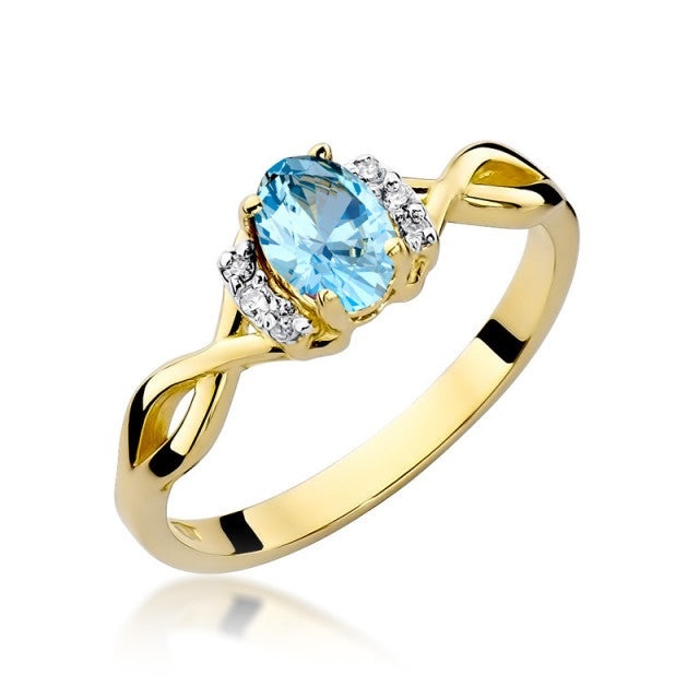 Inel Aur 14K cu Topaz Swiss 0.50 ct si Diamante Naturale 0.05 ct (Varianta: Galben)