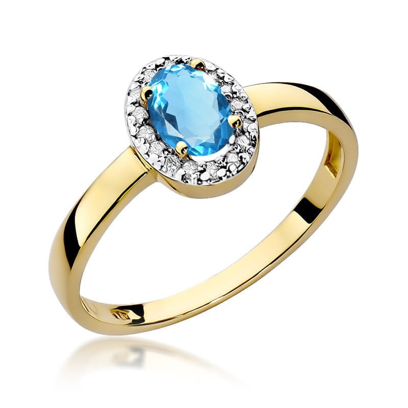 Inel Aur 14K cu Topaz Swiss 0.50 ct si Diamante Naturale 0.08 ct (Varianta: Galben)
