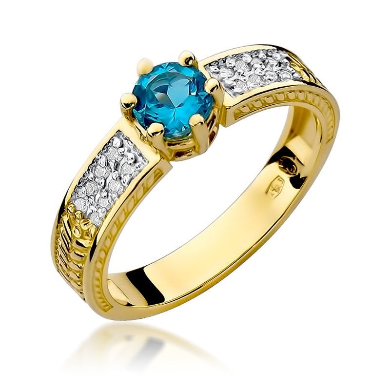 Inel Aur 14K cu Topaz Swiss 0.50 ct si Diamante Naturale 0.08 ct (Varianta: Galben)