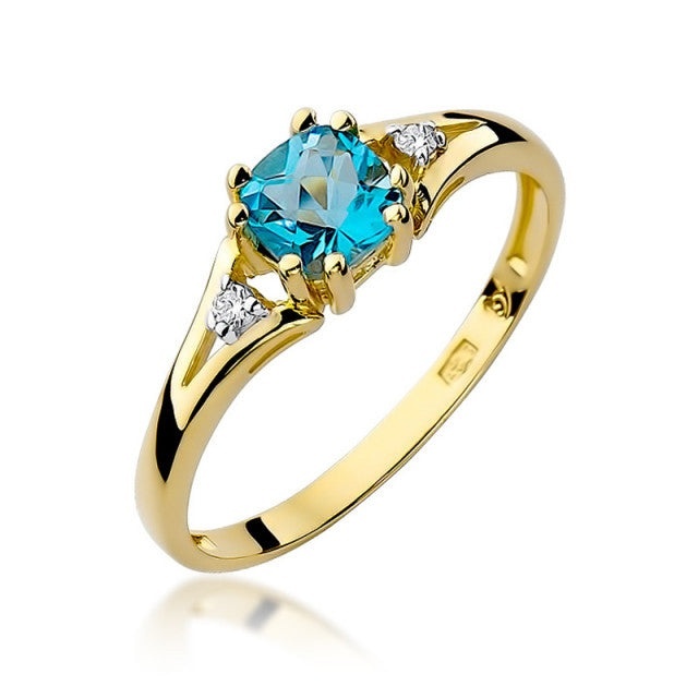 Inel Aur 14K cu Topaz Swiss 0.70 ct si Diamante Naturale 0.03 ct (Varianta: Galben)