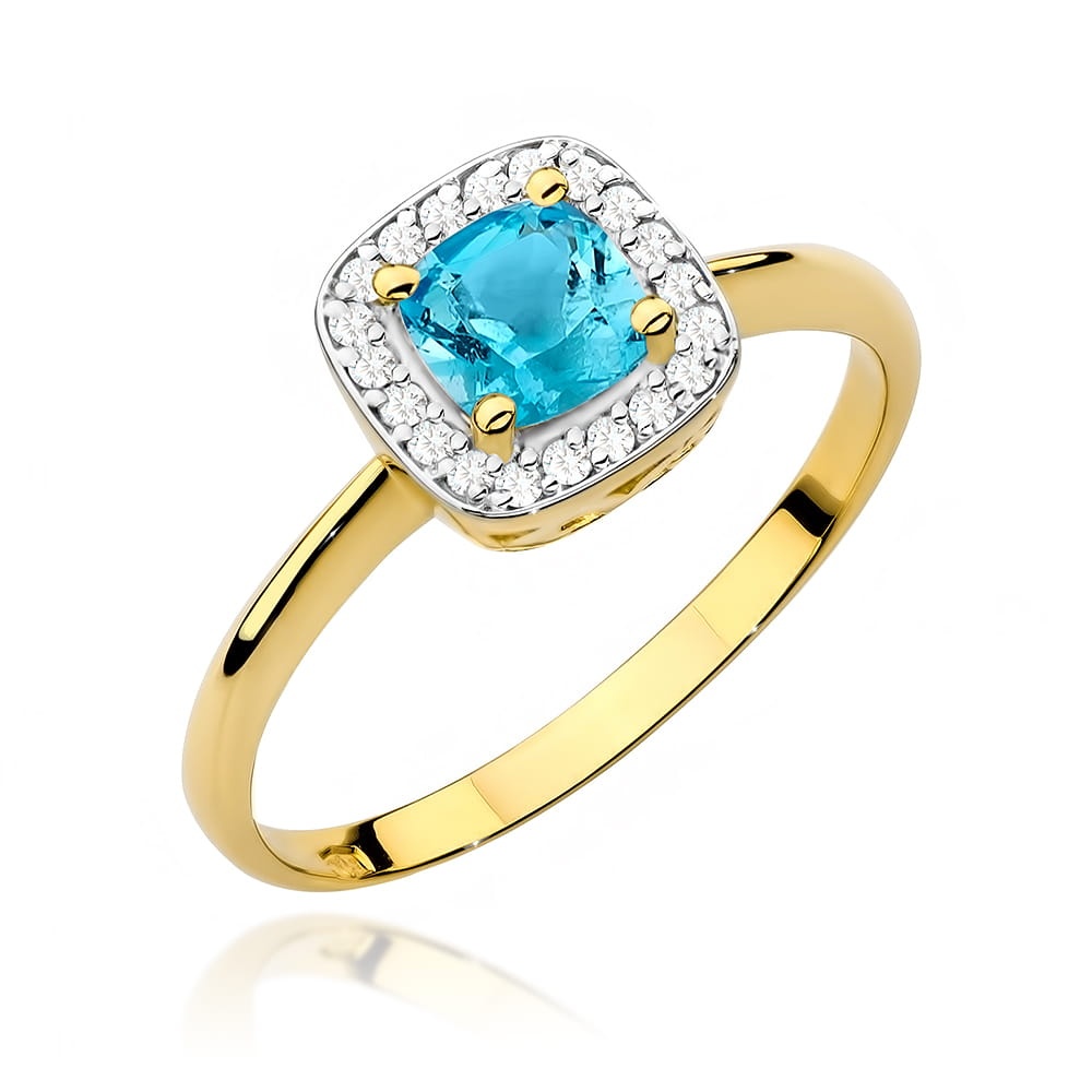 Inel Aur 14K cu Topaz Swiss 0.70 ct si Diamante Naturale 0.10 ct (Varianta: Galben)