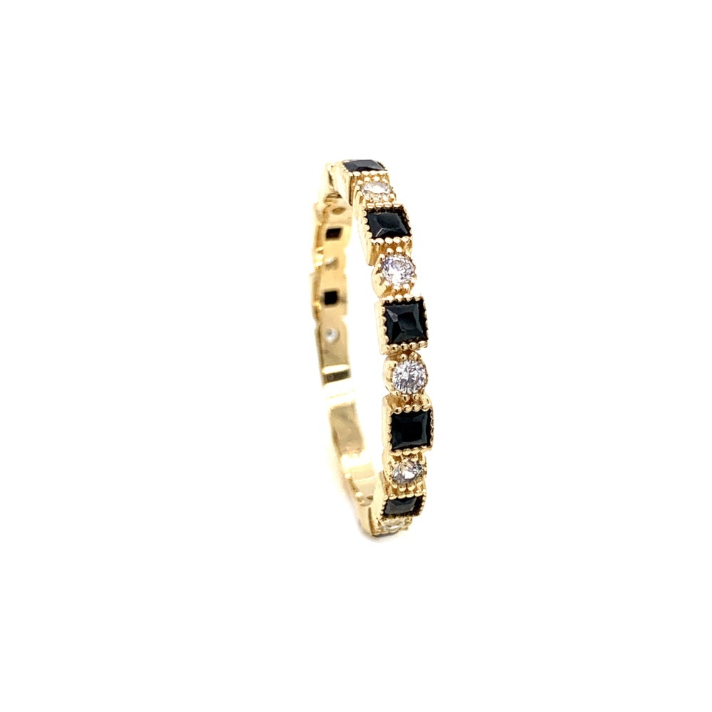 Inel Aur 14k cu Zirconii Albe si Negre (Greutate: 1.99, Măsură: 16)
