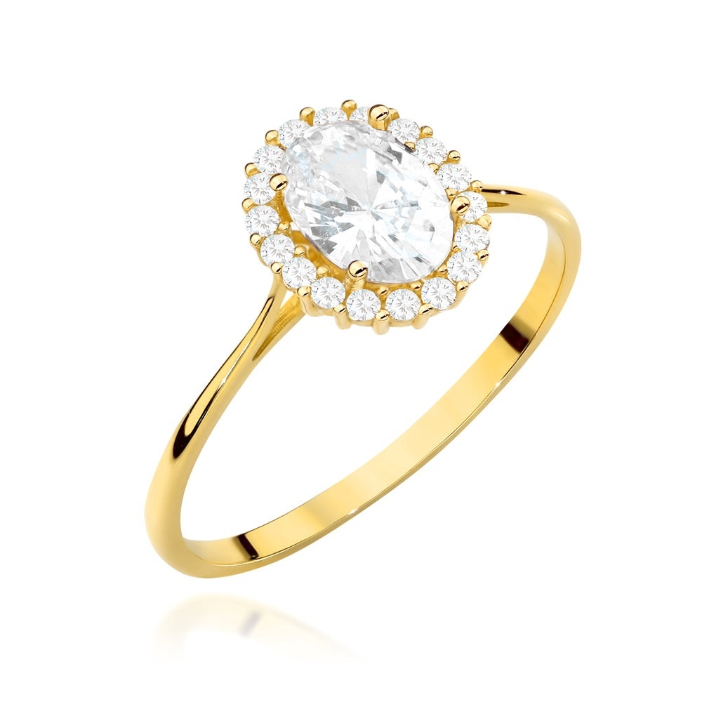 Inel Aur 14K Oval Cu Zirconii (Greutate: 1.48, Măsură: 11)