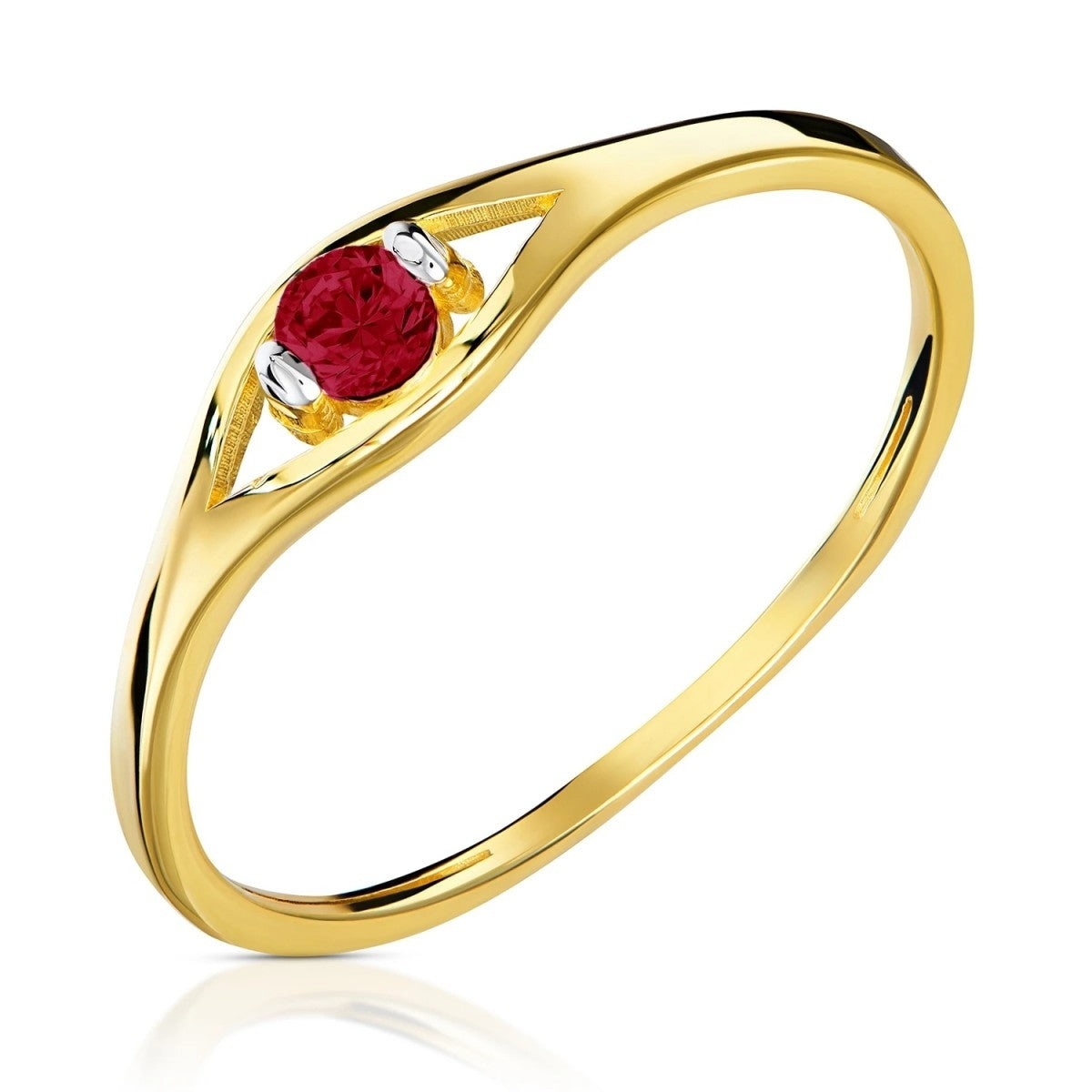 Inel Aur 8K Rubin Cubic Zirconia - Eleganță Clasic (Măsură inel: 10)