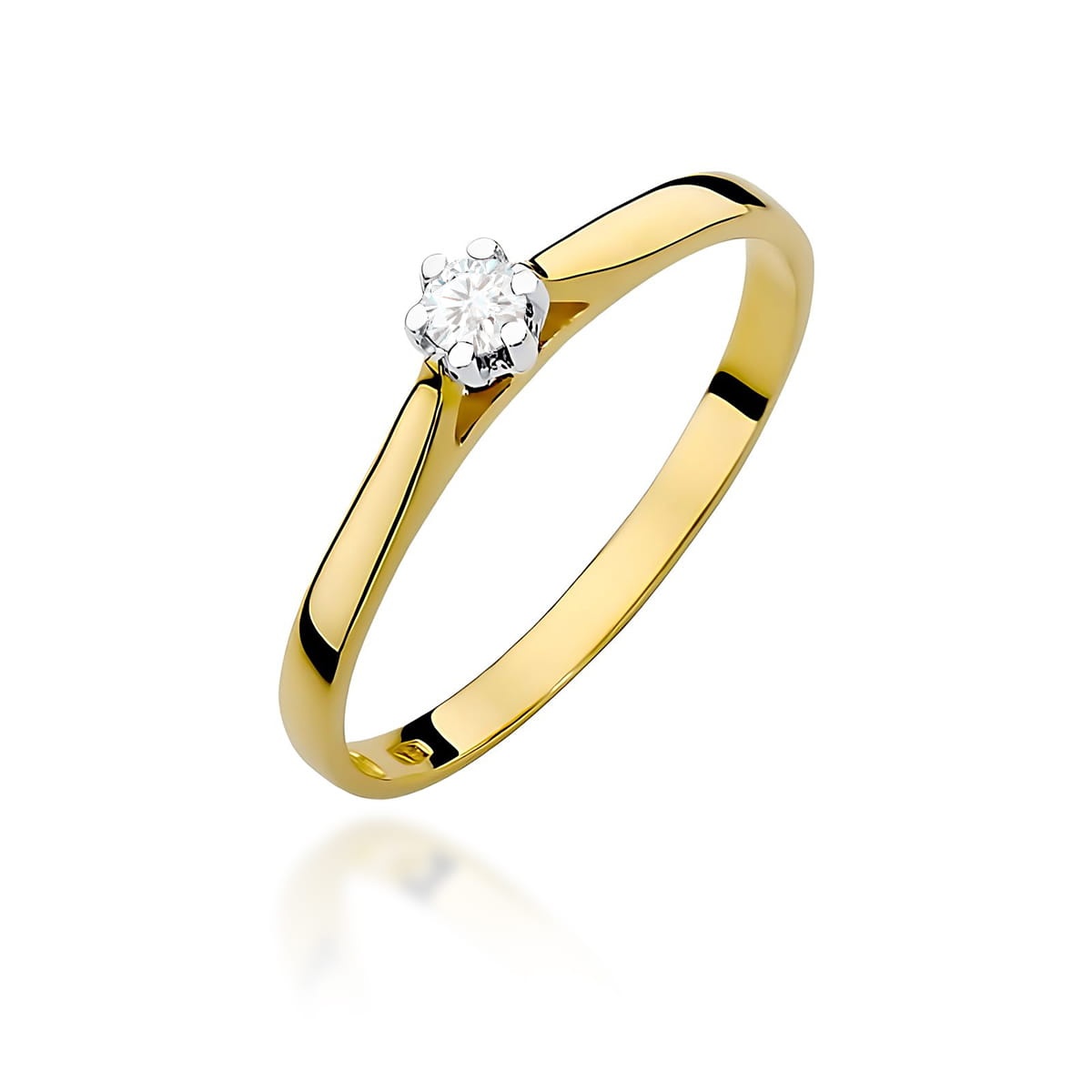 Inel Aur 9K cu Diamant de Laborator 0.10 ct (Varianta: Galben)