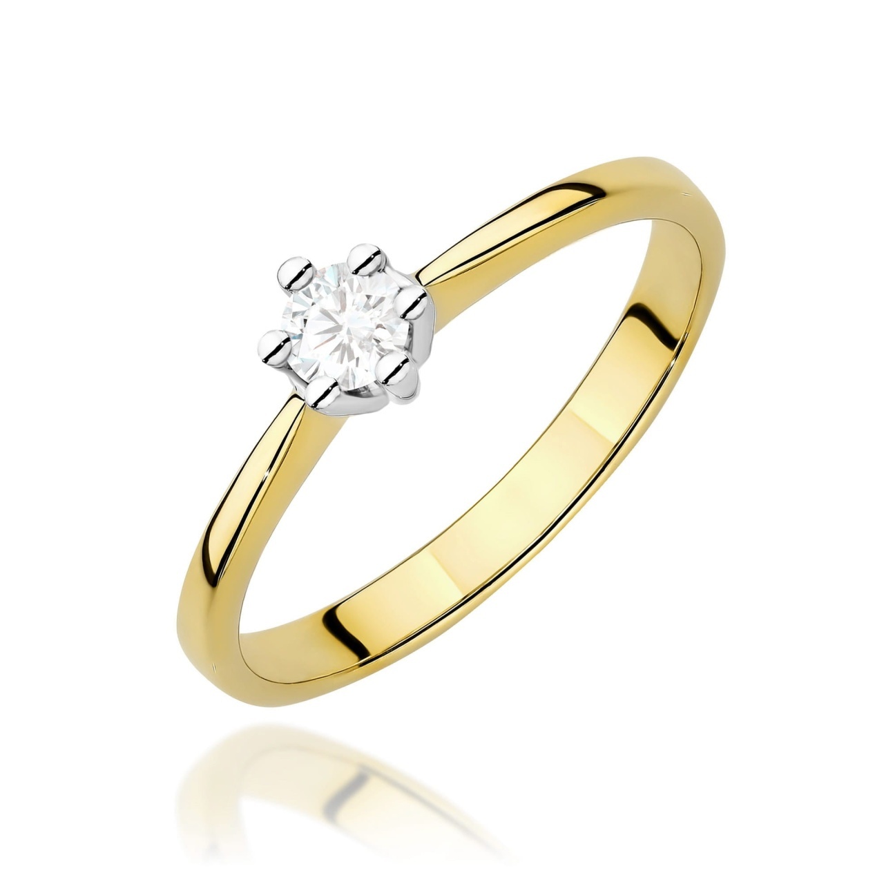 Inel Aur 9K cu Diamant de Laborator 0.15 ct (Varianta: Alb)
