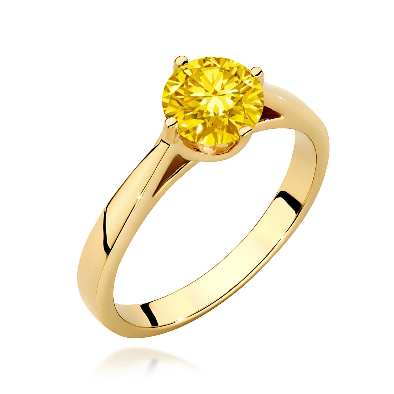 Inel Aur 9K cu Diamant Galben de Laborator 1.00 ct (Varianta: Galben)