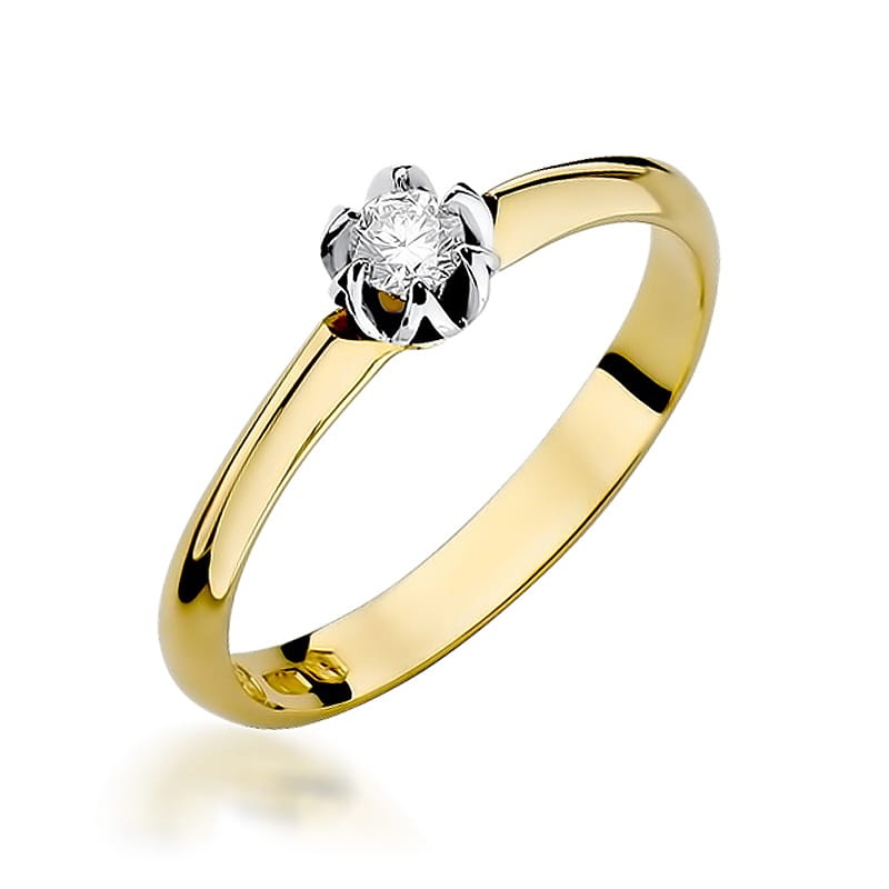 Inel Aur 9K cu Diamant Natural 0.10 ct (Varianta: Galben)