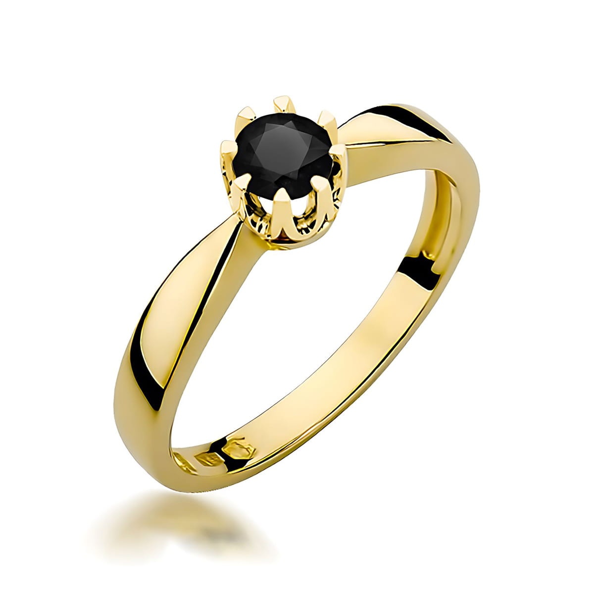Inel Aur 9K cu Diamant Natural Negru 0.30 ct (Varianta: Galben)