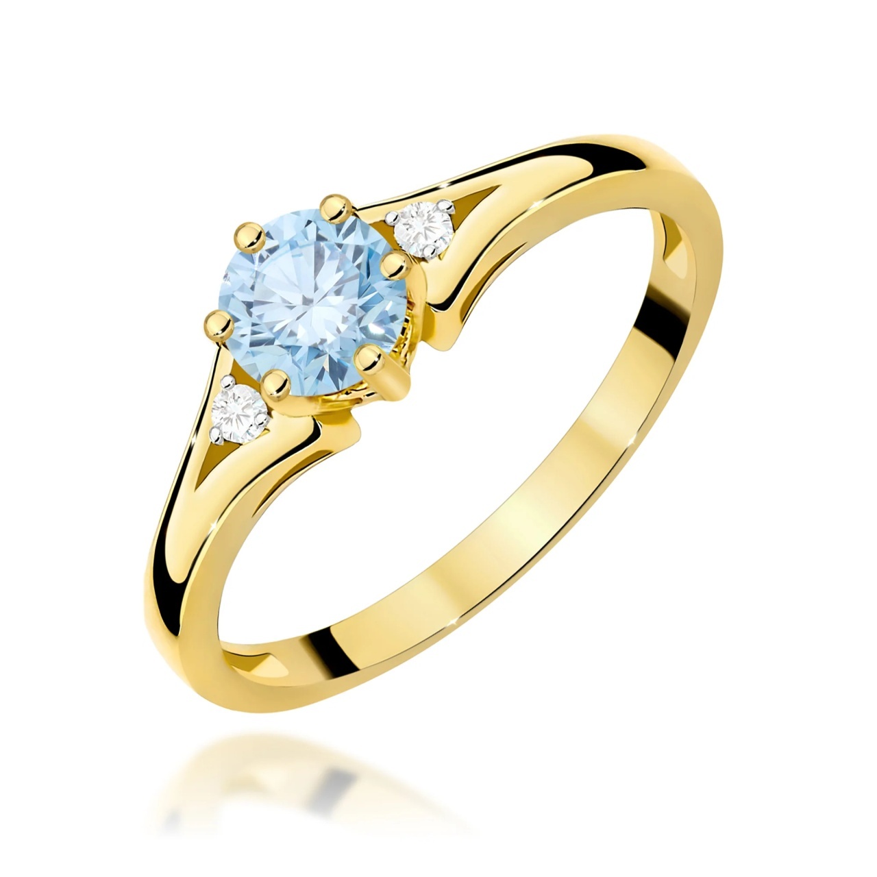 Inel Aur 9K cu Diamante Albastre de Laborator 0.53 ct (Varianta: Galben)