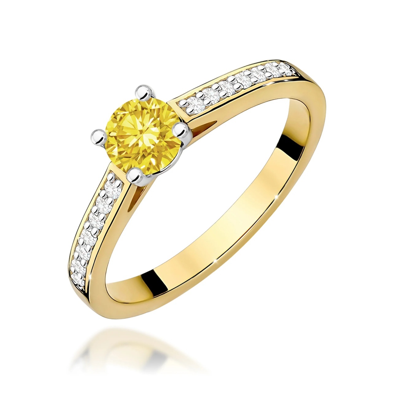 Inel Aur 9K cu Diamante Galbene de Laborator 0.62 ct (Varianta: Galben)