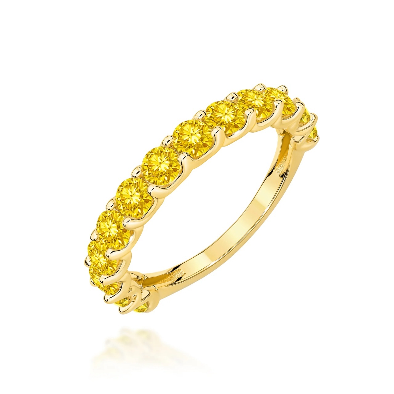 Inel Aur 9K cu Diamante Galbene de Laborator 1.30 ct (Varianta: Galben)