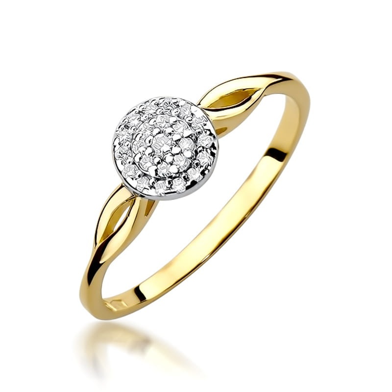 Inel Aur 9K cu Diamante Naturale 0.13 ct (Varianta: Galben)