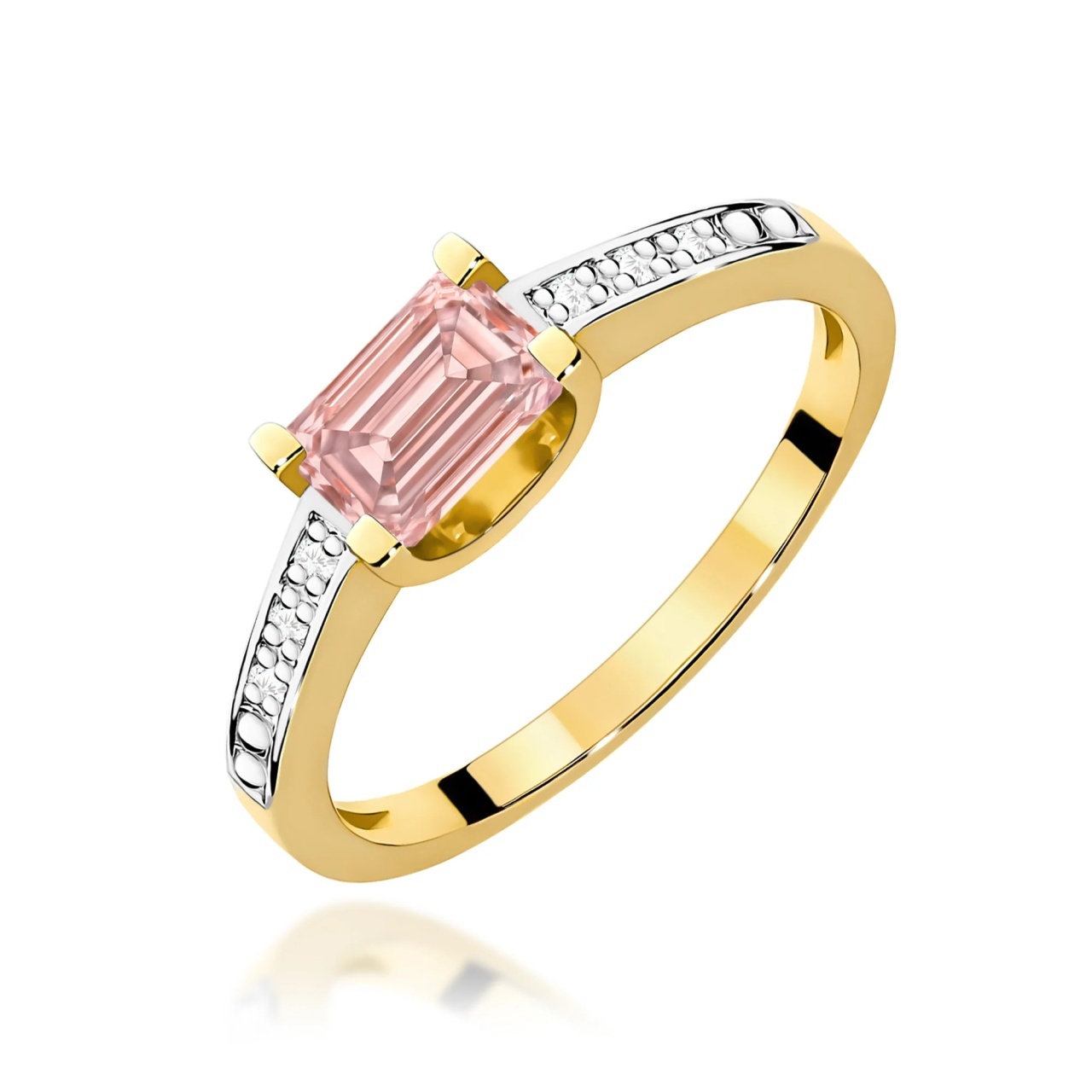 Inel Aur 9K cu Diamante Roz de Laborator 0.53 ct (Varianta: Galben)
