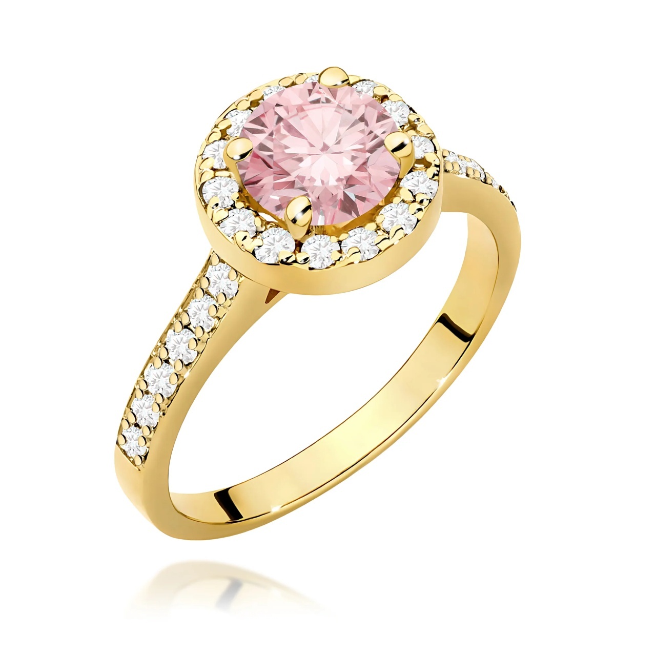 Inel Aur 9K cu Diamante Roz de Laborator 1.38 ct (Varianta: Galben)