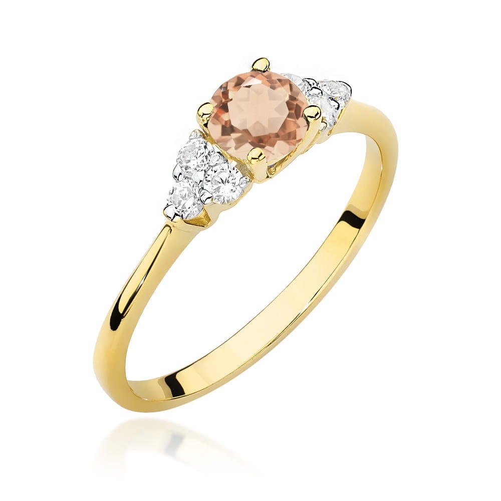 Inel Aur 9K cu Morganit 0.40 ct si Diamante Naturale 0.18 ct (Varianta: Galben)