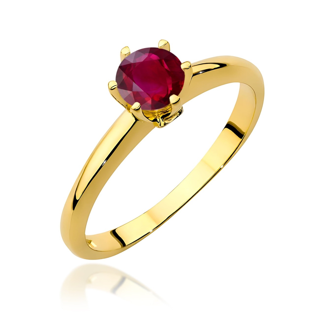 Inel Aur 9K cu Rubin 0.60 ct si Diamante Naturale 0.04 ct (Varianta: Galben)