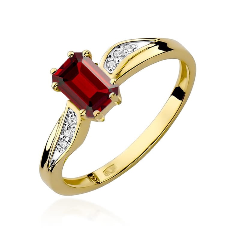 Inel Aur 9K cu Rubin 0.80 ct si Diamante Naturale 0.03 ct (Varianta: Galben)