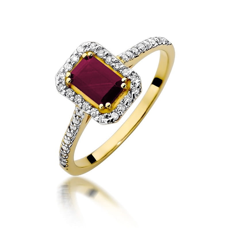 Inel Aur 9K cu Rubin 0.80 ct si Diamante Naturale 0.19 ct (Varianta: Galben)