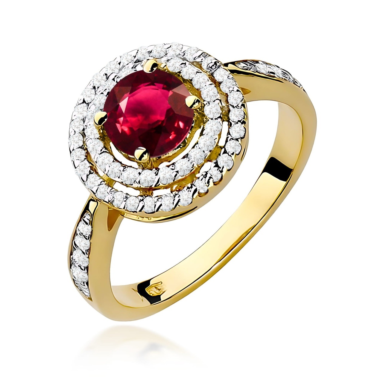 Inel Aur 9K cu Rubin 1.20 ct si Diamante Naturale 0.37 ct (Varianta: Galben)