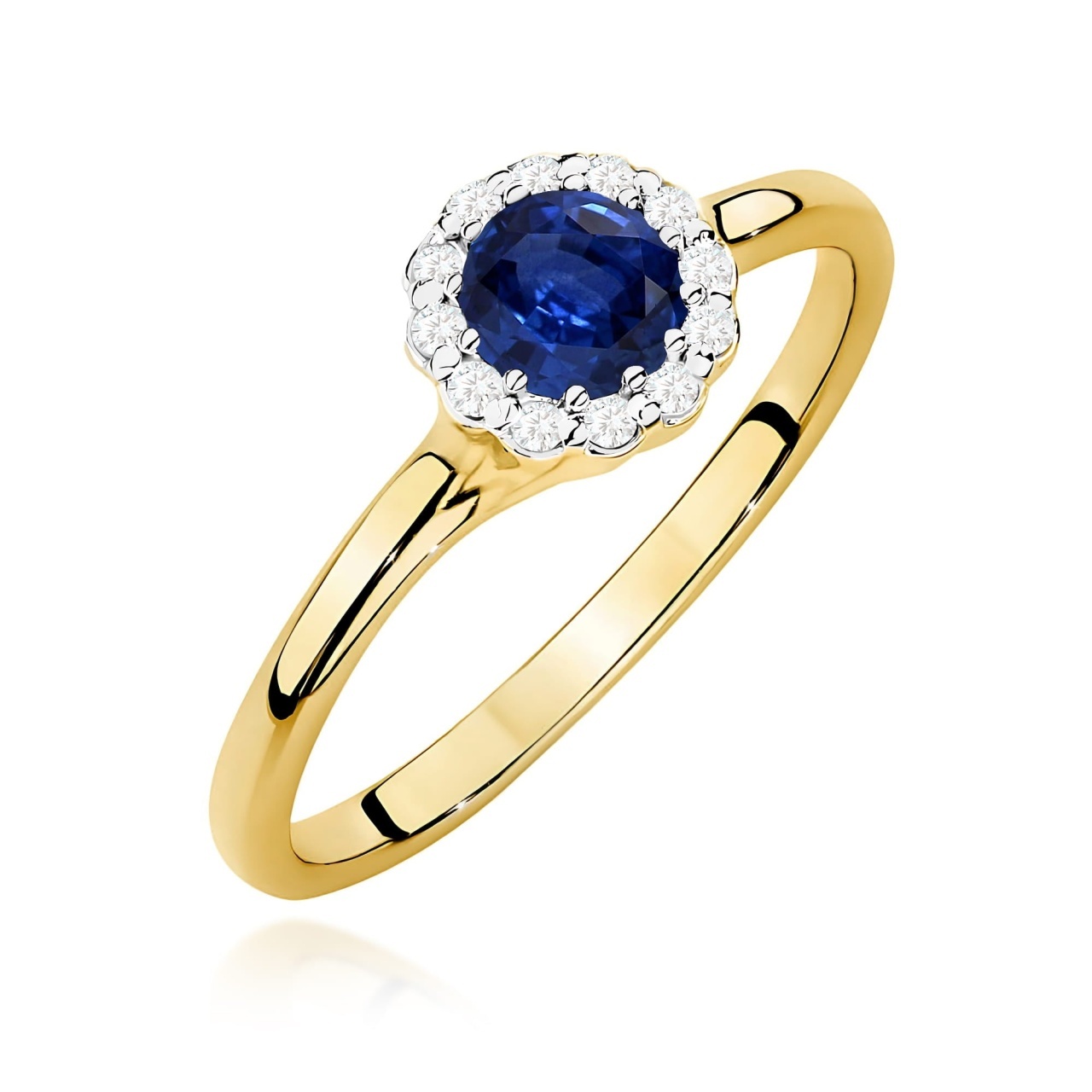 Inel Aur 9K cu Safir 0.50 ct si Diamante Naturale 0.10 ct (Varianta: Alb)