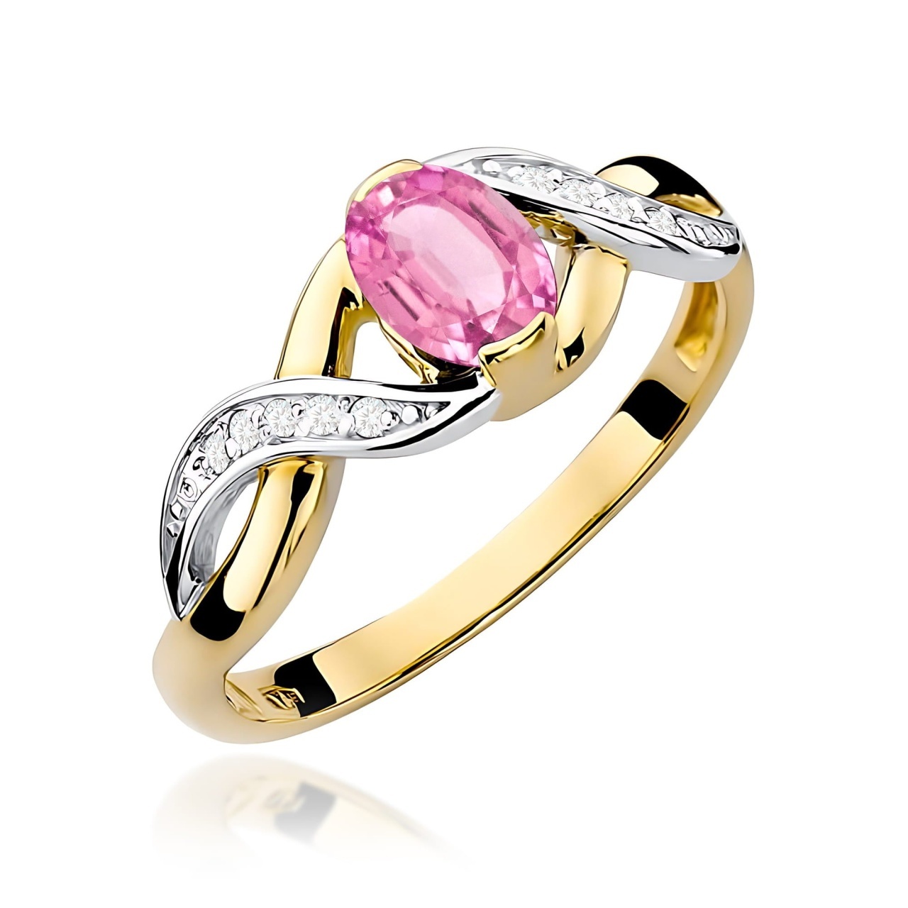 Inel Aur 9K cu Safir Roz 0.45 ct si Diamante Naturale 0.05 ct (Varianta: Galben)