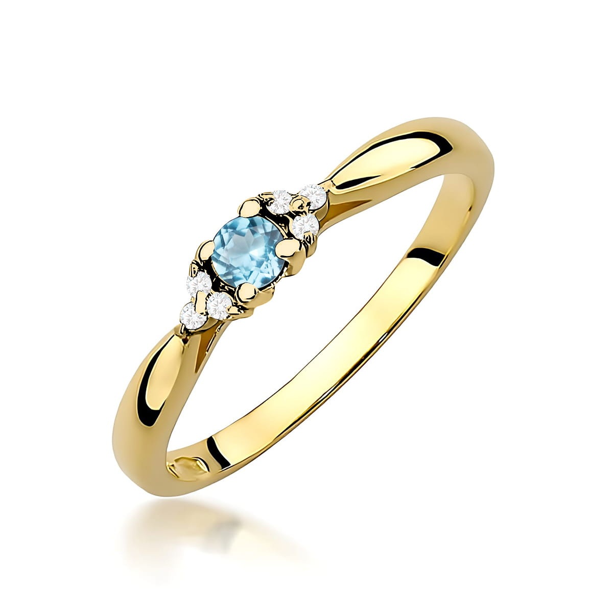 Inel Aur 9K cu Topaz Swiss 0.15 ct si Diamante Naturale 0.03 ct (Varianta: Galben)
