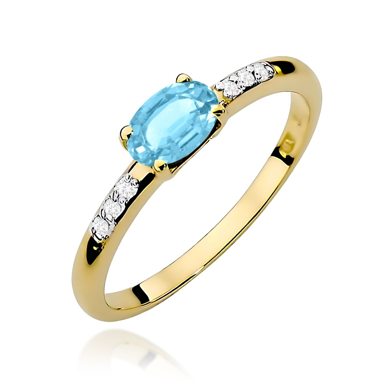 Inel Aur 9K cu Topaz Swiss 0.50 ct si Diamante Naturale 0.03 ct (Varianta: Galben)