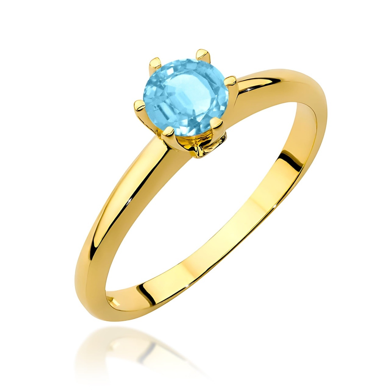 Inel Aur 9K cu Topaz Swiss 0.50 ct si Diamante Naturale 0.04 ct (Varianta: Galben)