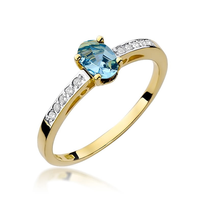 Inel Aur 9K cu Topaz Swiss 0.50 ct si Diamante Naturale 0.05 ct (Varianta: Galben)