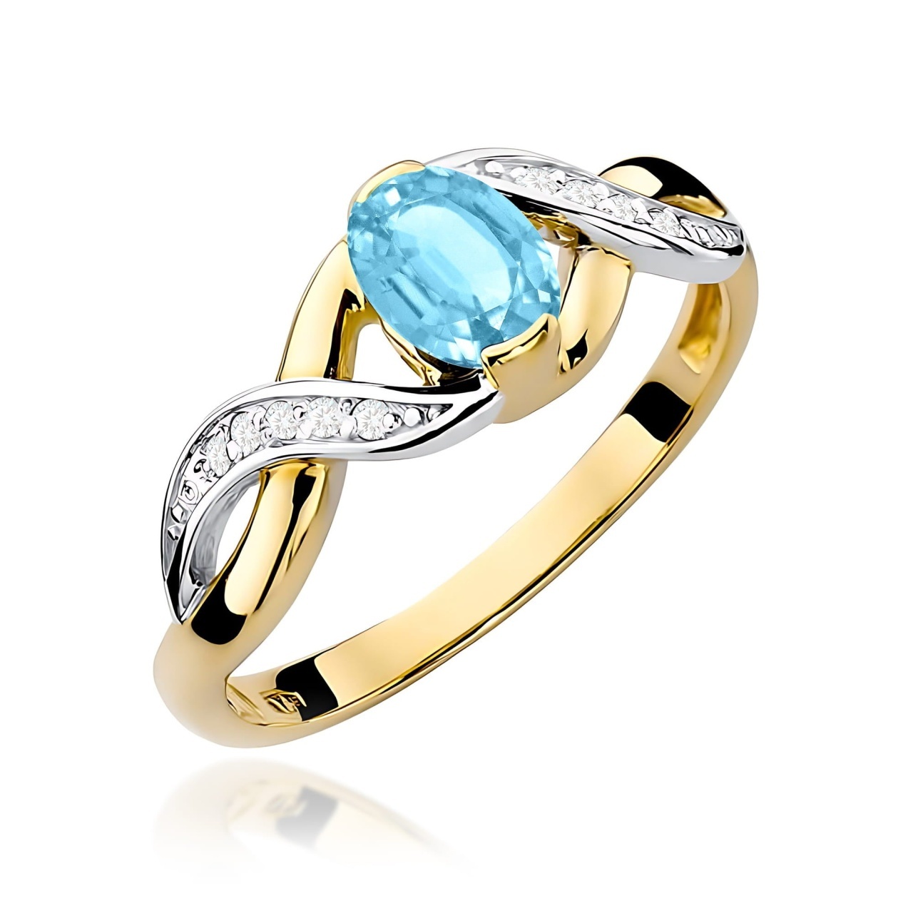Inel Aur 9K cu Topaz Swiss 0.50 ct si Diamante Naturale 0.05 ct (Varianta: Galben)
