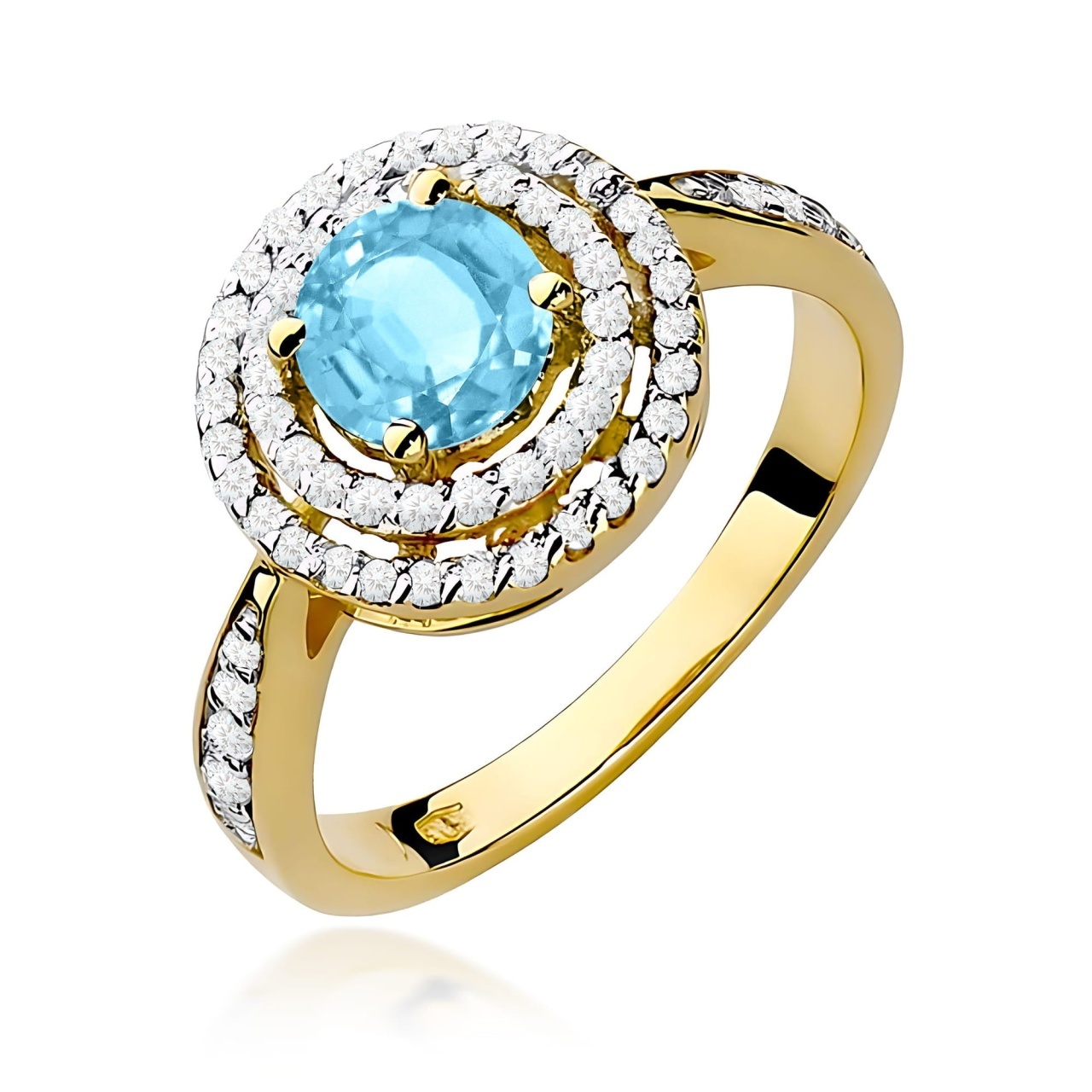 Inel Aur 9K cu Topaz Swiss 0.80 ct si Diamante Naturale 0.37 ct (Varianta: Galben)