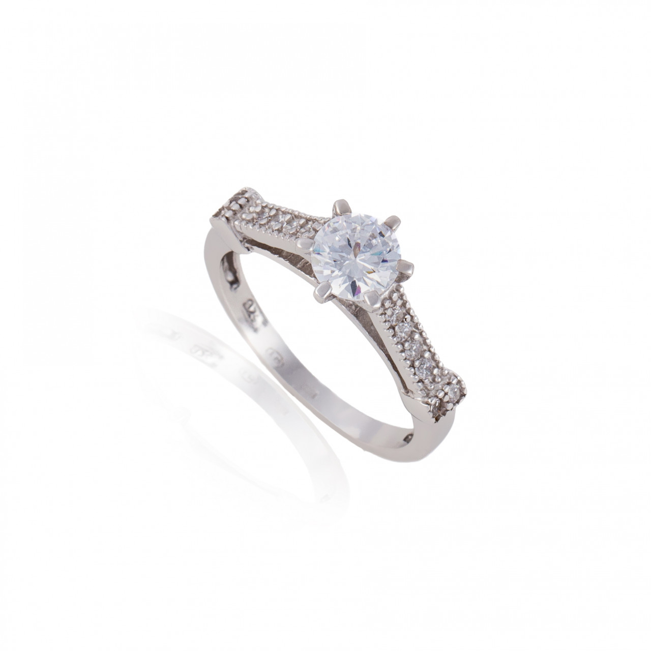inelul de logodna si verigheta pe acelasi deget Inel de logodna din argint 925 2.8g (Marime Inel-Verigheta: M53)