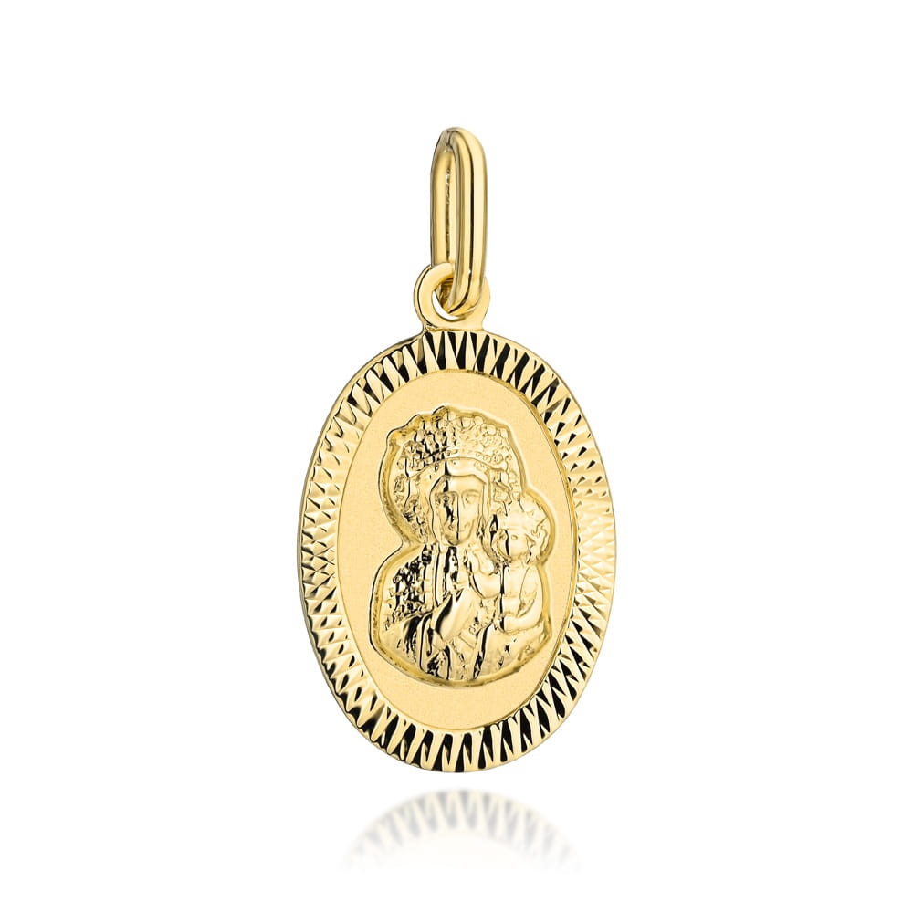 Medalion de aur al Maicii Domnului într-un oval cu încadrare de diamant (Greutate: 0.96)