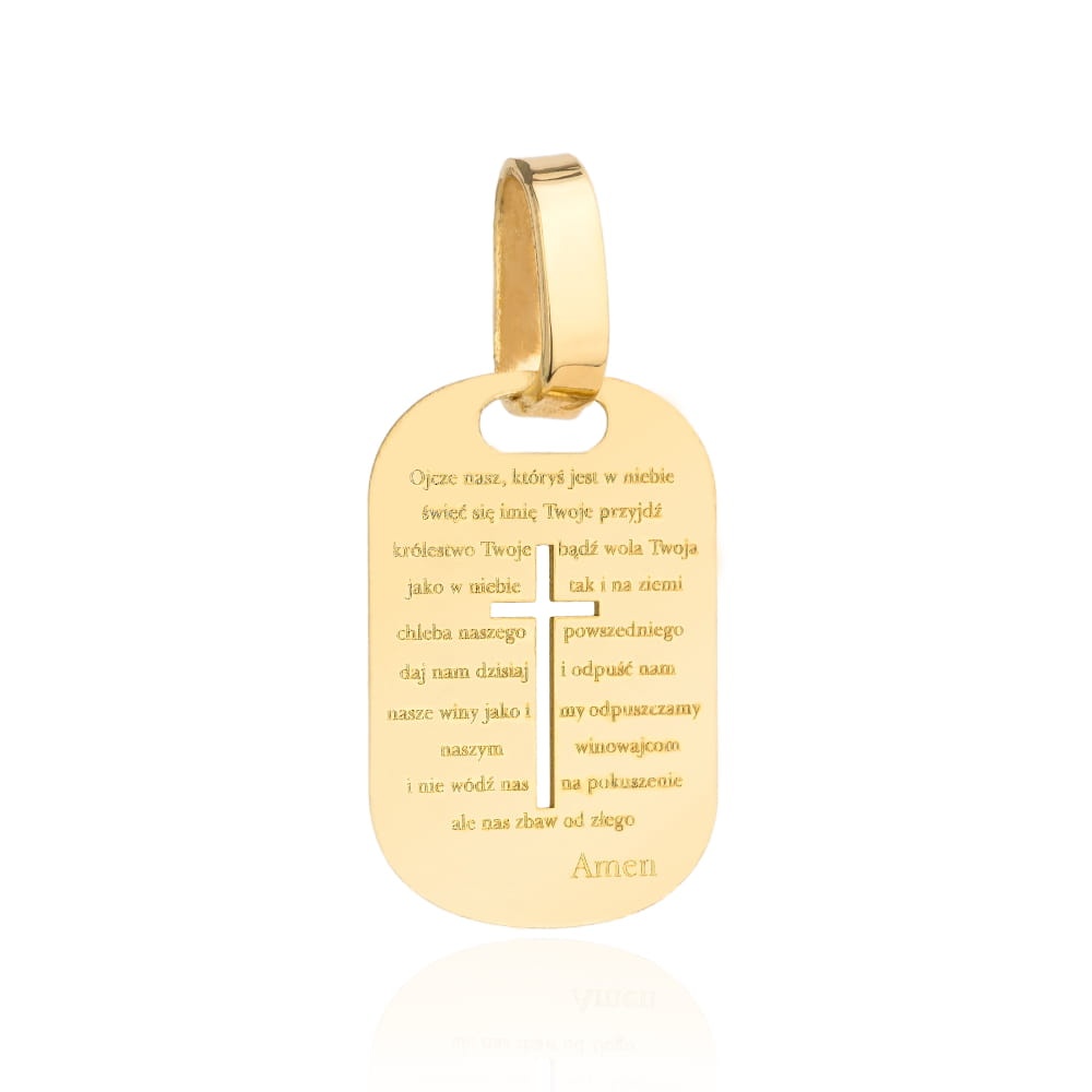 Medalion Placuta Aur 14k cu Cruce si Rugaciunea "Tatal Nostru" (Greutate: 1.47)