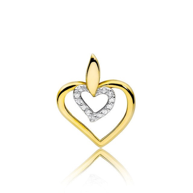 Pandantiv Aur 14K cu Diamante Naturale 0.06 ct (Varianta: Galben)