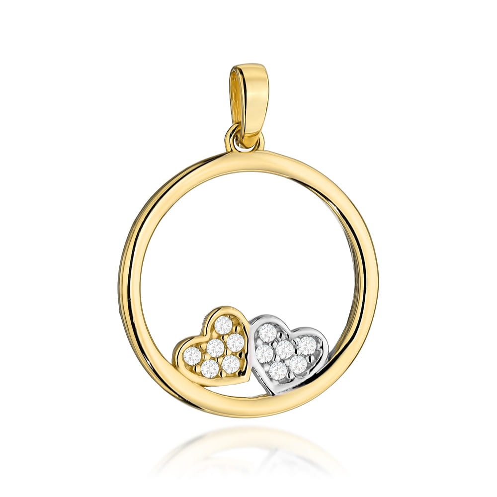 Pandantiv Aur 14k cu Inimioare si Zirconii (Greutate: 1.05)