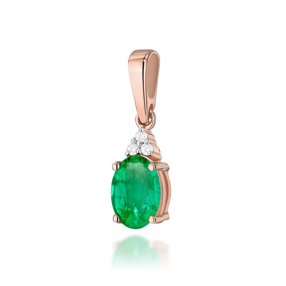 Pandantiv Aur 14K cu Smarald 0.80 ct si Diamante Naturale 0.03 ct (Varianta: Roz)
