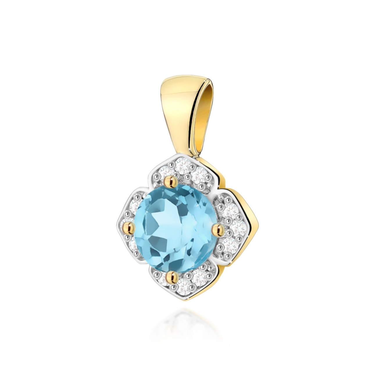 Pandantiv Aur 14K cu Topaz Swiss 0.50 ct si Diamante Naturale 0.06 ct (Varianta: Galben)