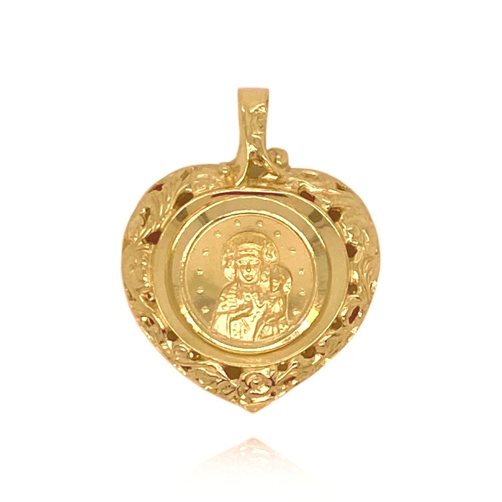 Pandantiv Inima cu Maica Domnului - Aur 14k (Greutate: 3.02)