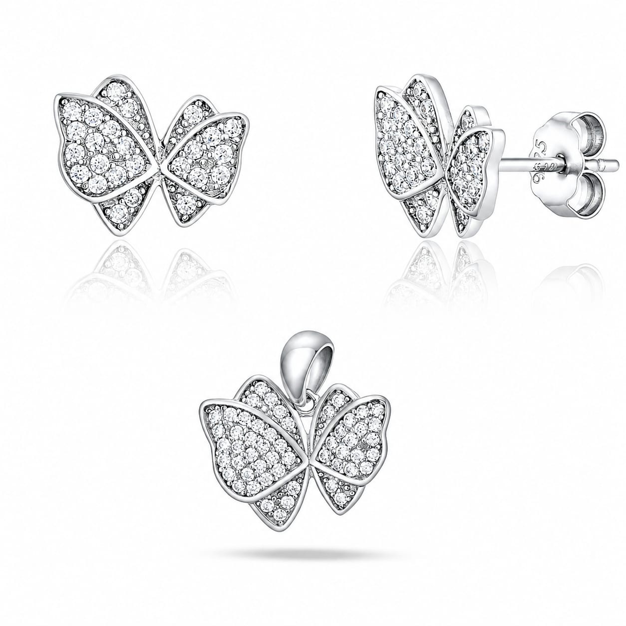 Set cercei si pandantiv din Argint 925 Butterfly
