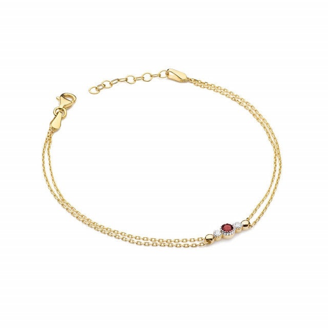 Bratara Aur 14K cu Rubin 0.15 ct si Diamante Naturale 0.03 ct (Varianta: Roz)