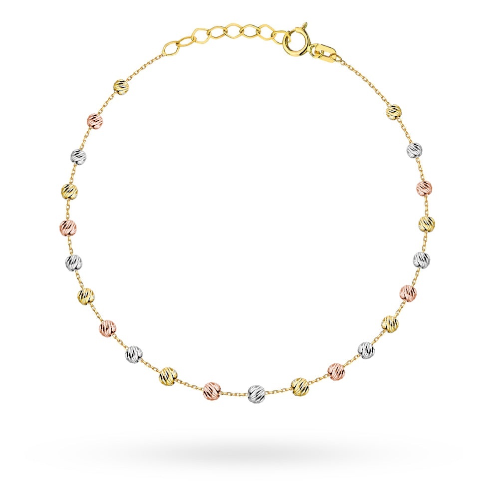 Bratara Aur 14K Tricolor Cu Biluțe Diamantate (Greutate: 1.41)