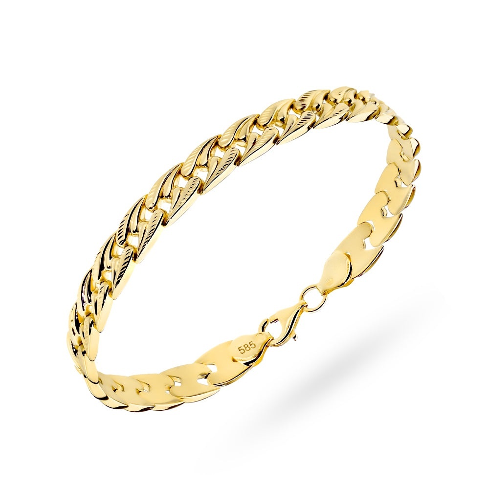 Bratară din Aur 14K cu Model Împletit și Finisaj Diamantat (Greutate: 6.12, Măsură: 19 cm)