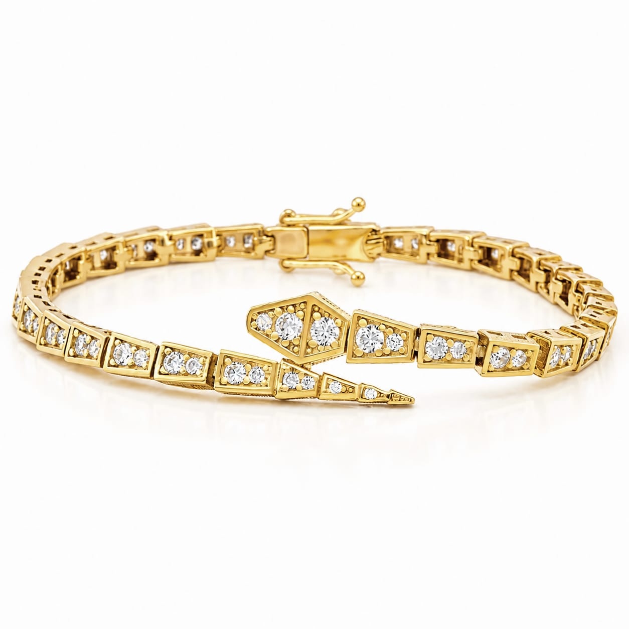 Bratara Geometric Snake din Argint 925 placat cu aur (Lungime: 16.5cm)
