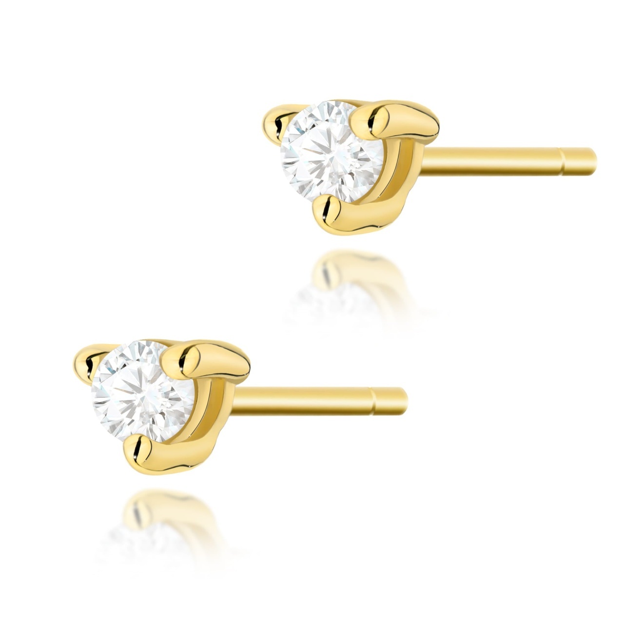Cercei Aur 14K cu Diamant Natural 0.04 ct (Varianta: Galben)