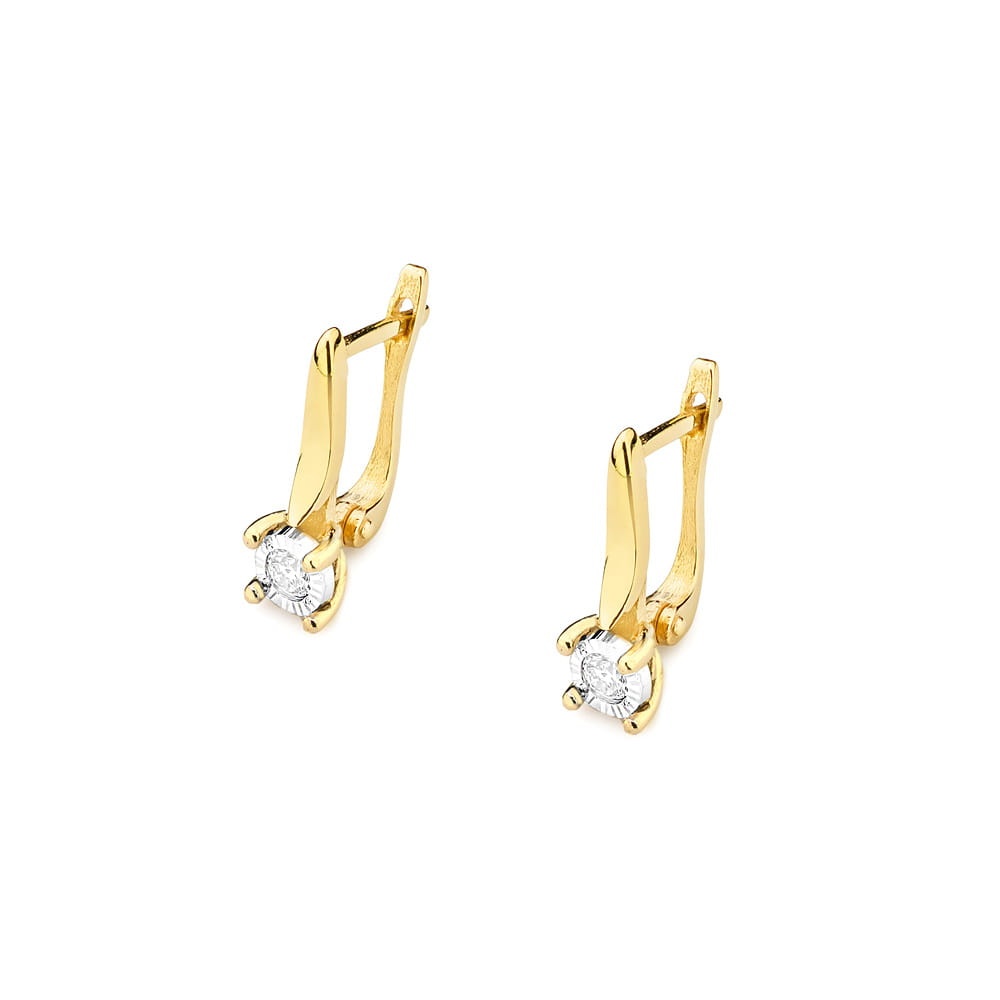 Cercei Aur 14K cu Diamant Natural 0.08 ct (Varianta: Galben)