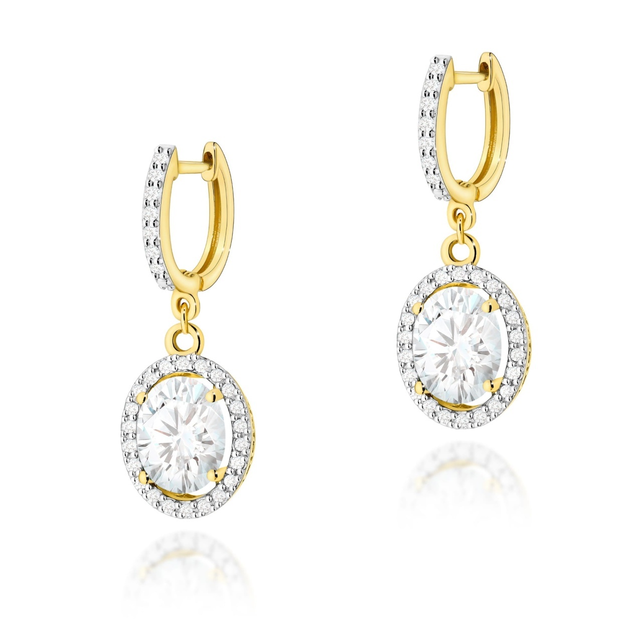 Cercei Aur 14K cu Diamante de Laborator 2.29 ct (Varianta: Galben)